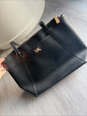 Michael Kors Black Saffiano Tote with Gold Hardware